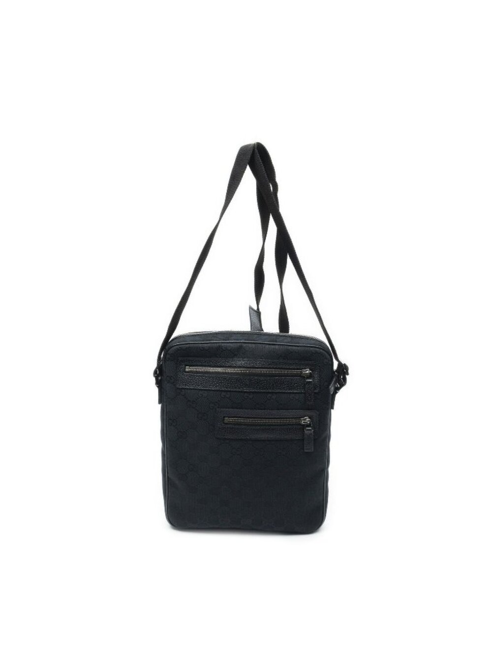 Gucci Front Pocket Messenger Bag Black GG Canvas